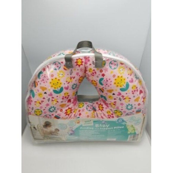 Little Journey Feeding and Support Pillow Pink With Extra Plush Cover Blue Green - Picture 1 of 9